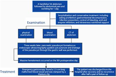 Massive gastrointestinal haemorrhage caused by pancreatic pseudocyst complicated with Dieulafoy's disease in a child: A case report and review of the literature